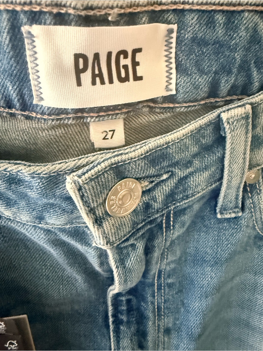 PAIGE High Rise Straight Leg Jeans Light Wash Hem NWT Women’s Denim - Picture 5 of 8